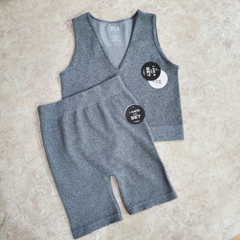 2pc Juniors womens Activewear set by Fct basics sports bra + Bike shorts